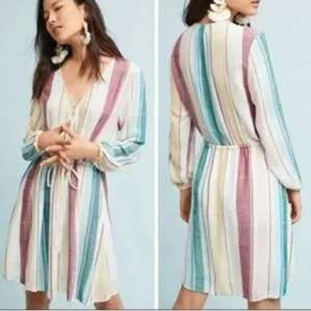 Rails Becca Cusco Stripe Wrap Mini Dress Womens Medium Coastal Boho Vacation